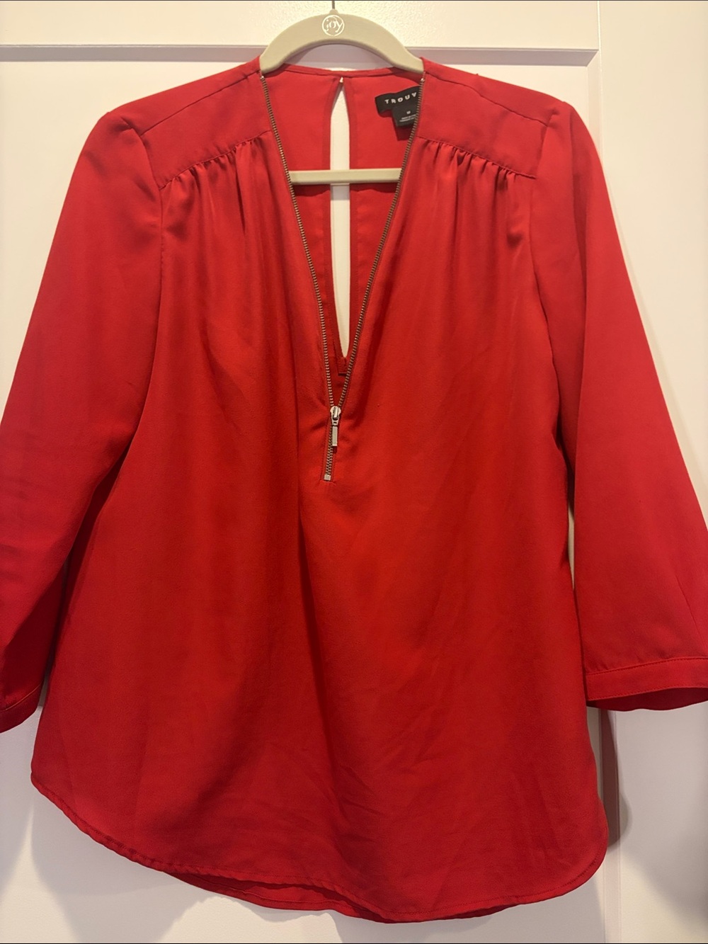Trouvé Red Zip-Front Blouse